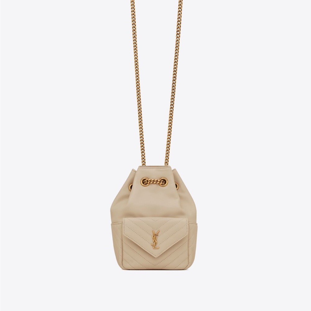 YSL JOE MINI BUCKET BAG IN QUILTED LAMBSKIN